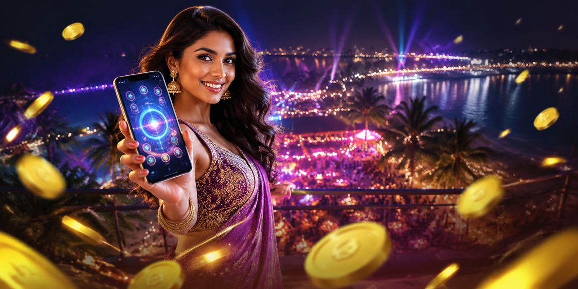 User using mobile casino app on beach in Goa