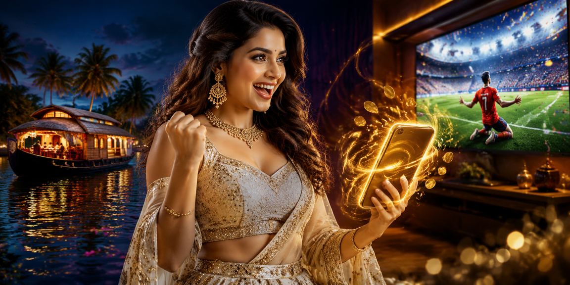 Player enjoying slot games on mobile device in Kerala backwaters setting